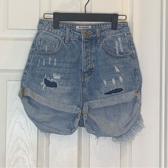 One Teaspoon High Waist Bandits Slim FitTwisted Cuff Hem Size 24 Button Fly - Picture 3 of 12